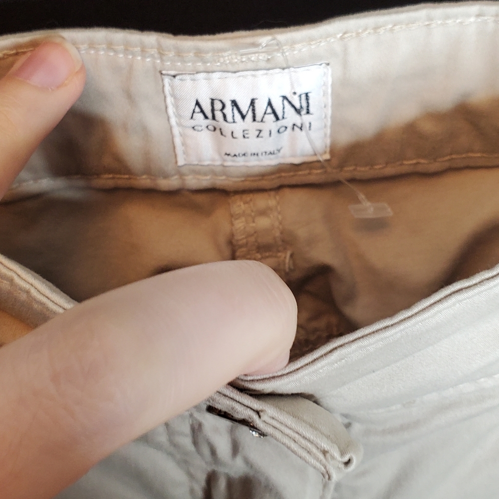 ❤️‍ VINTAGE Armani Collezioni 90s Designer Beige Casual Pants ~ estimated size 4 - Picture 13 of 13